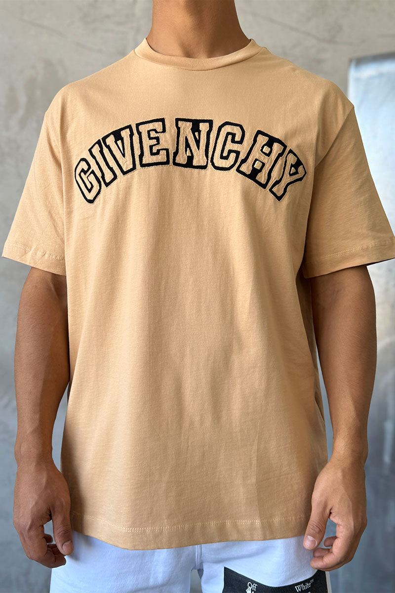 Givenchy Бежевая оверсайз футболка college logo-embroidered