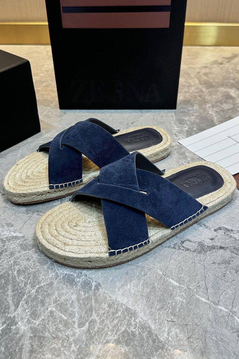 Zegna Мужские шлёпанцы suede - Navy