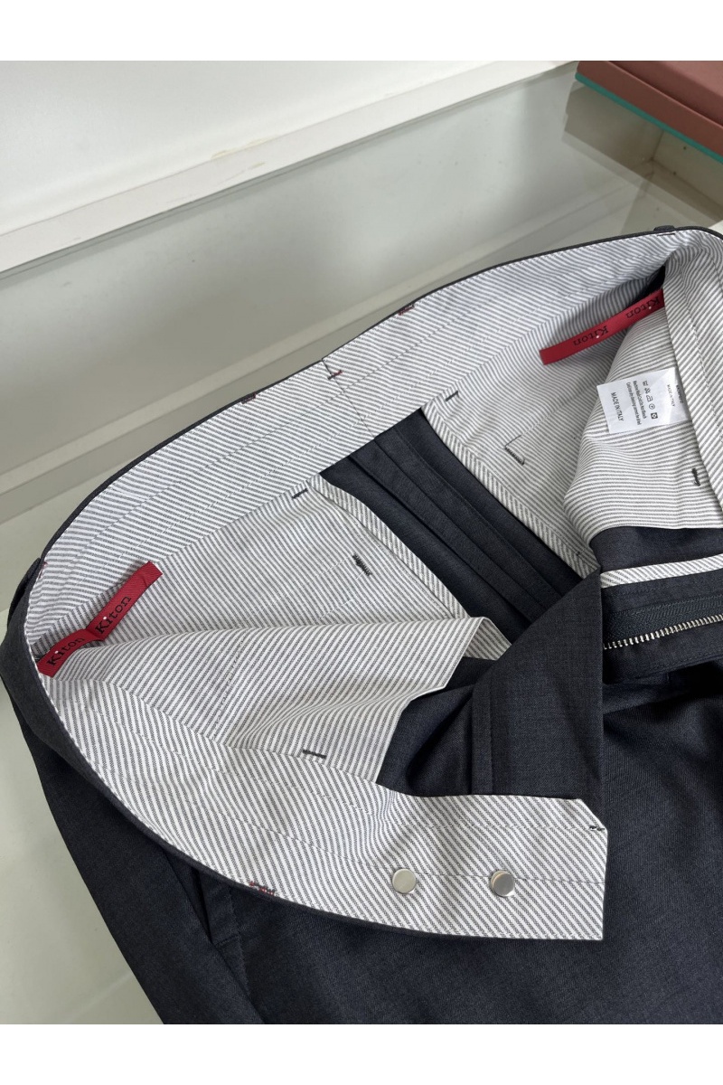 Kiton Мужские серые брюки premium