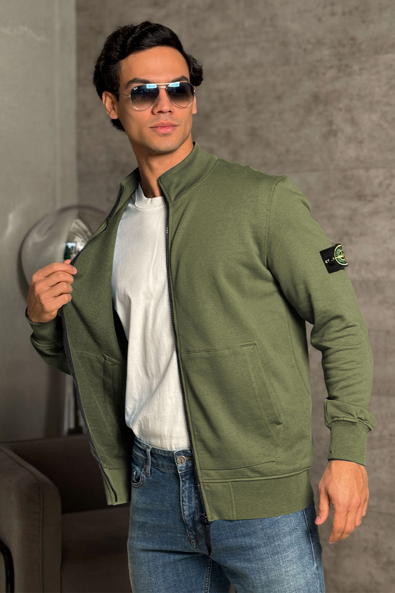 Stone Island Кофта зелёного цвета Zip-Up Compass-patch