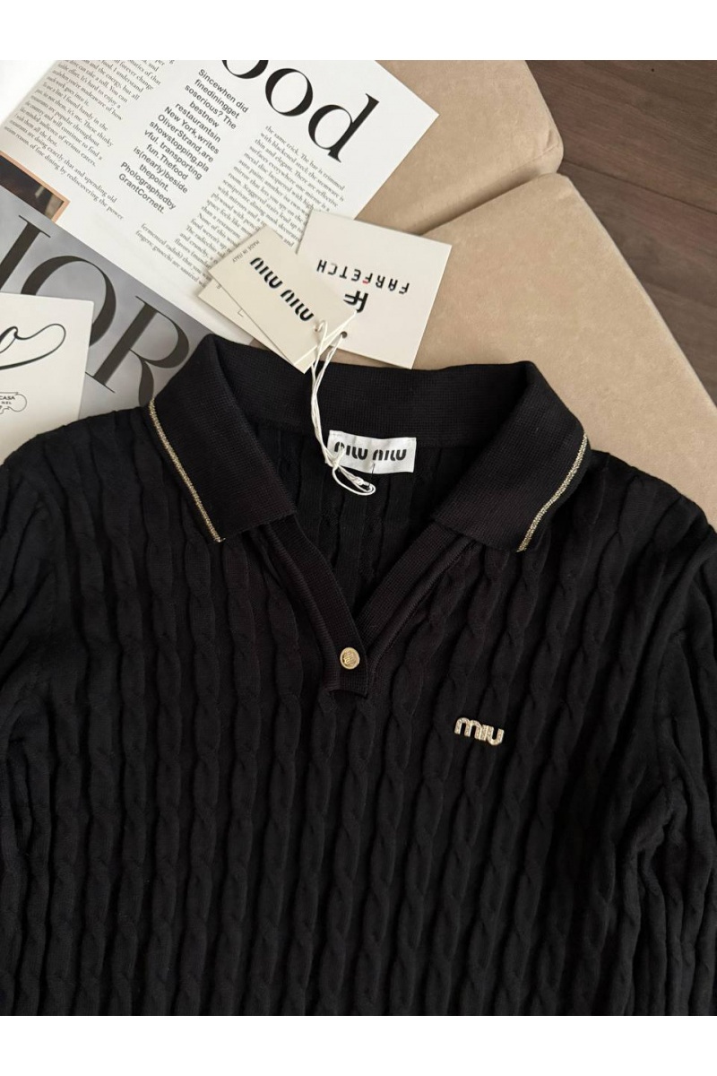 MIU MIU Женское поло с длинным рукавом premium - Black