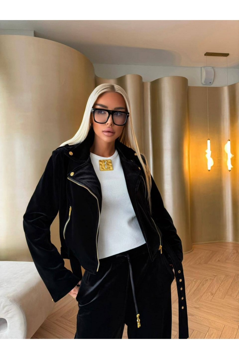 Schiaparelli Женская бархатная косуха premium - Black