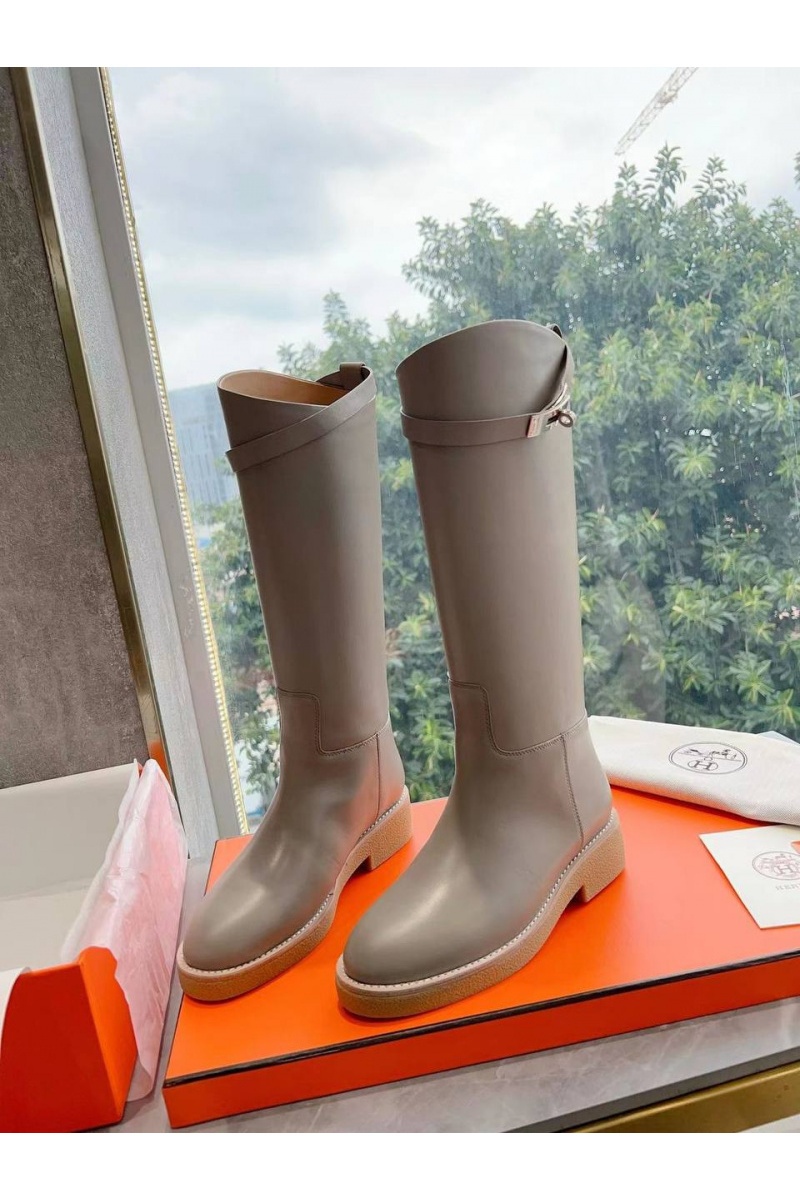 Hermes Женские кожаные сапоги Premium - Grey