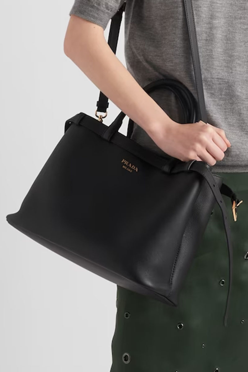 Prada Женская кожаная сумка Buckle 35x25 см (2 расцветки)