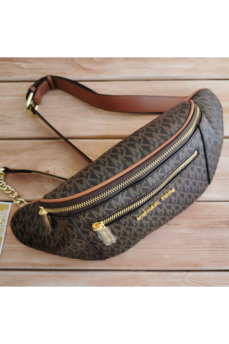 Michael Kors Кожаная поясная сумка Mott 33x16 см - Brown