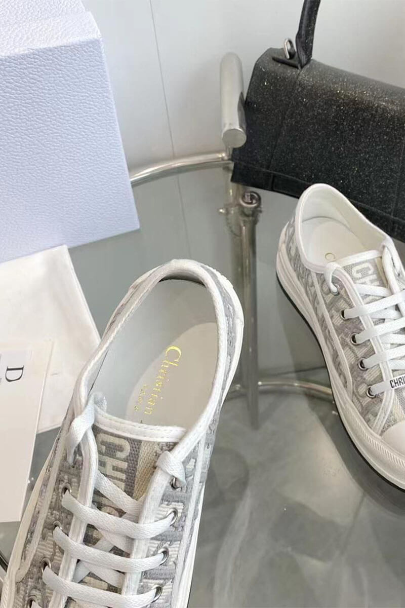 Dior Женские кеды на платформе Walk'n' -  Grey / White 