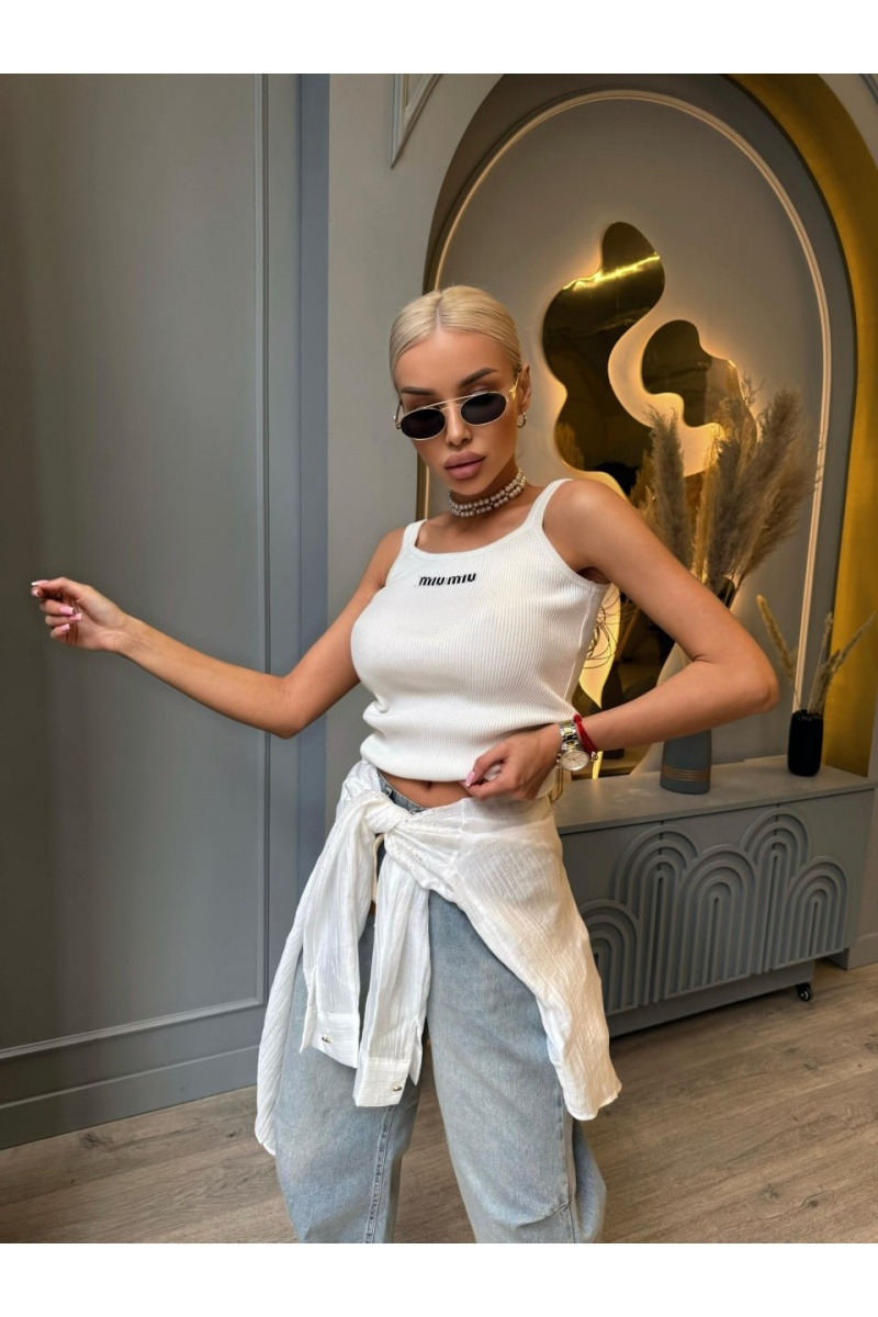MIU MIU Белый женский топ 