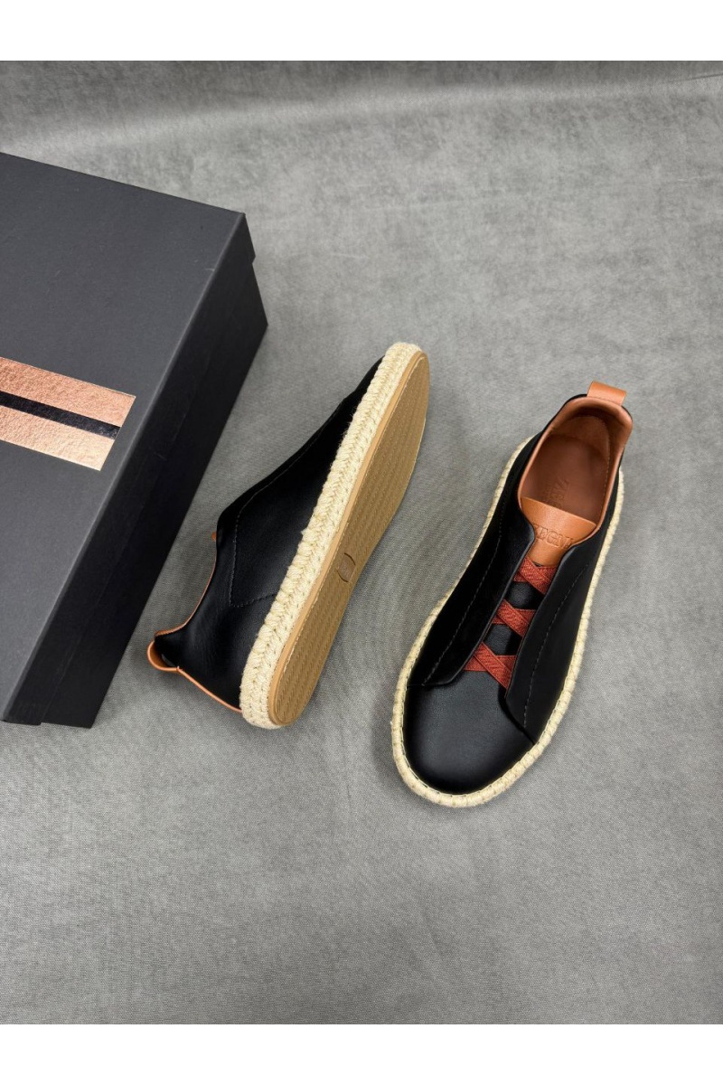 Zegna Мужские кроссовки Ermenegildo Zegna Triple Stitch - Black