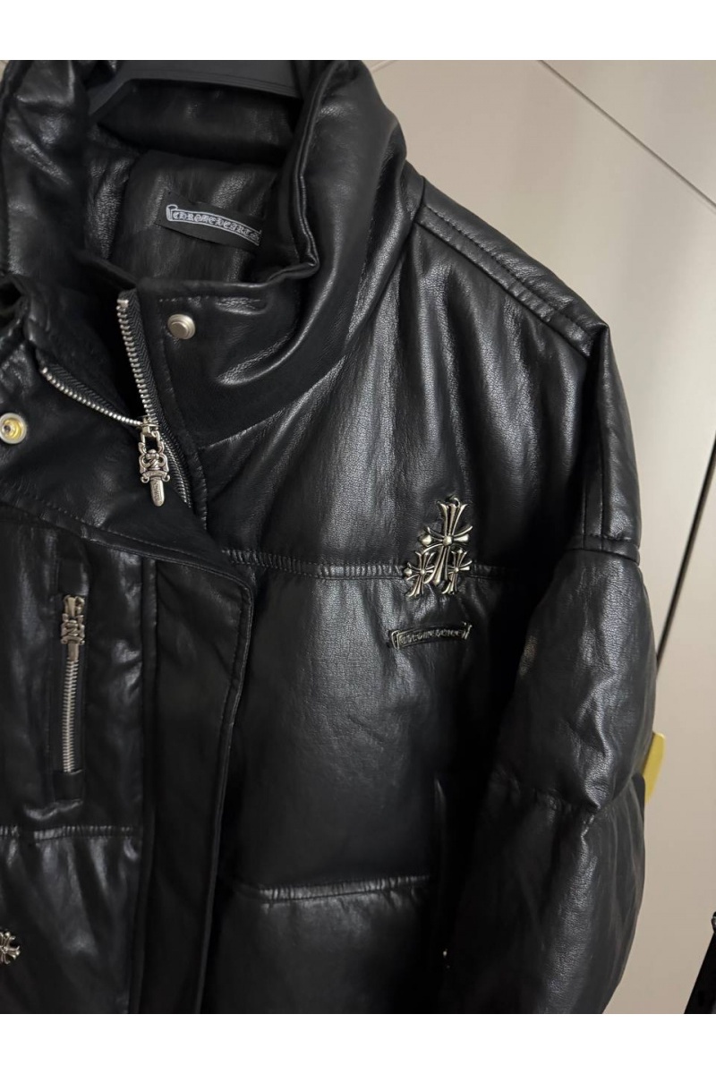 Chrome Hearts Женская пуховая куртка из эко кожи 
