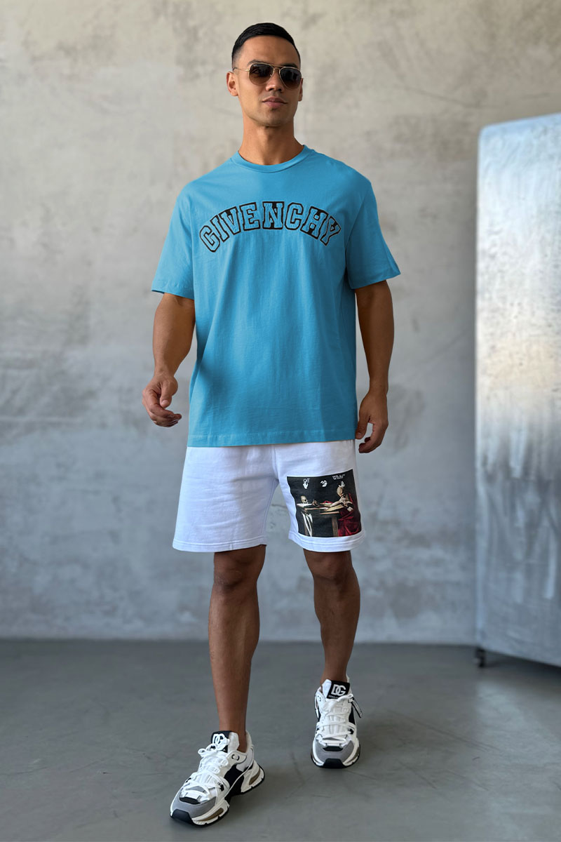 Givenchy Синяя оверсайз футболка college logo-embroidered