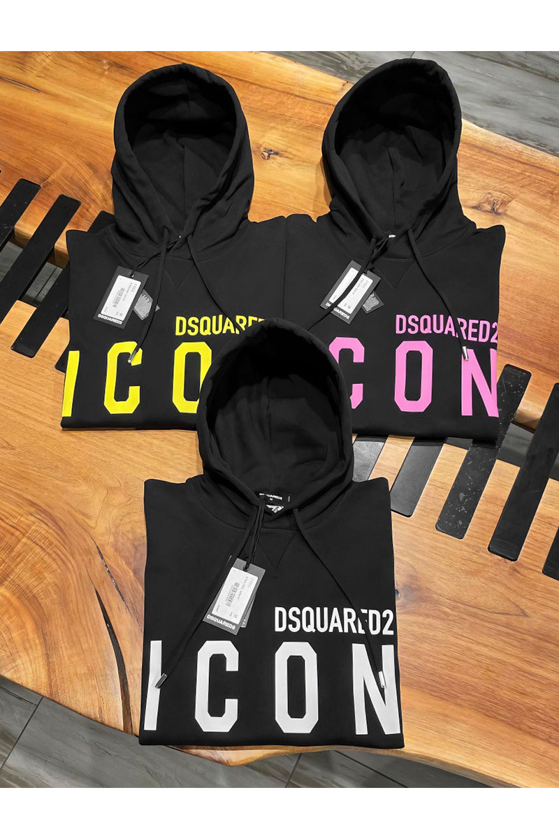 Dsquared2 Чёрное худи "ICON" white logo-print 