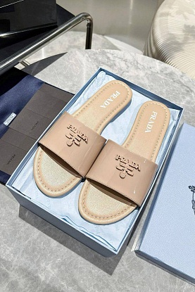 Женские кожаные шлёпанцы Premium - Beige