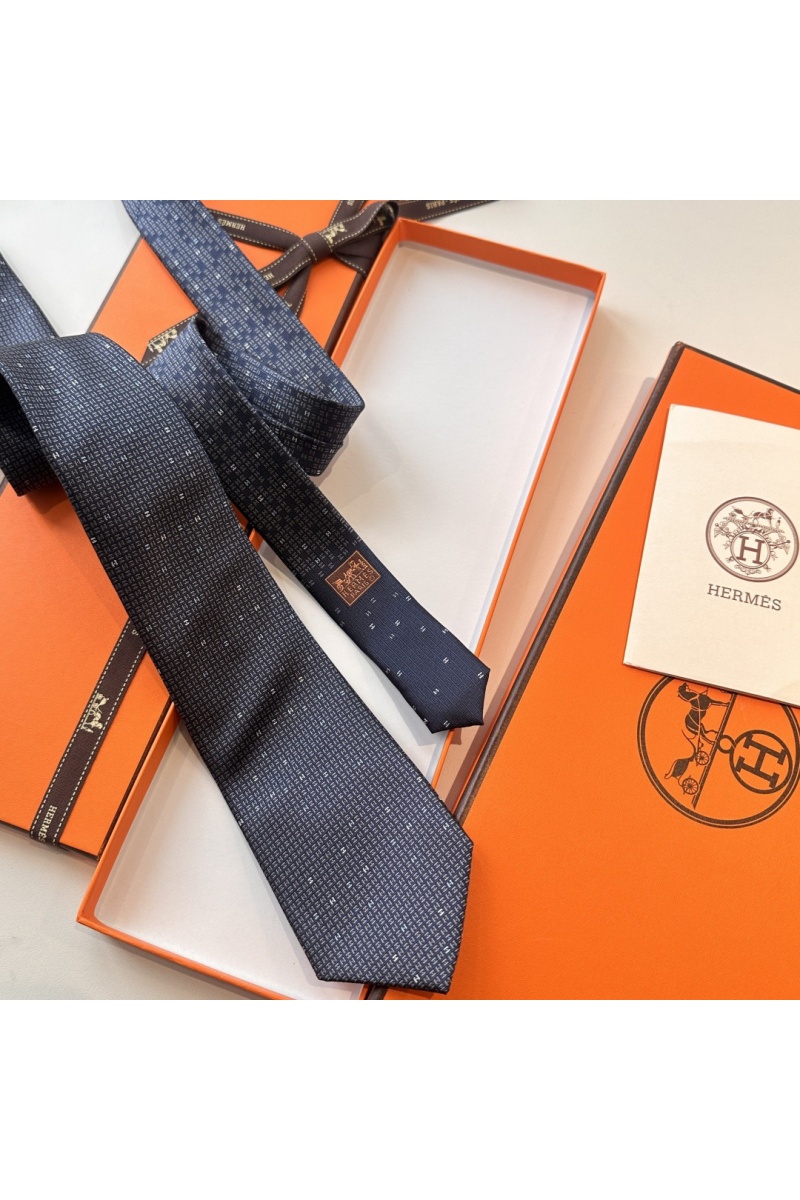 Hermes Галстук geometric logo-print premium - Navy