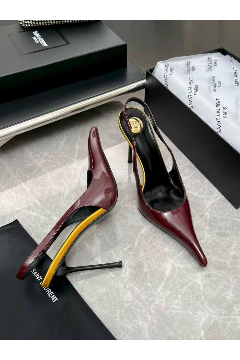 Yves Saint Laurent Женские кожаные туфли на каблуке premium