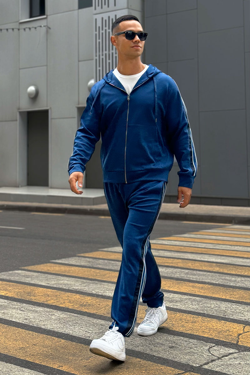 Hermes Мужской спортивный костюм цвета индиго