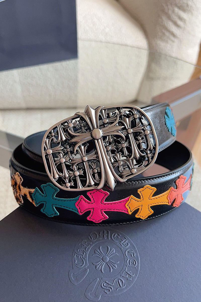 Chrome Hearts Кожаный ремень Cross Patch Cemetery premium
