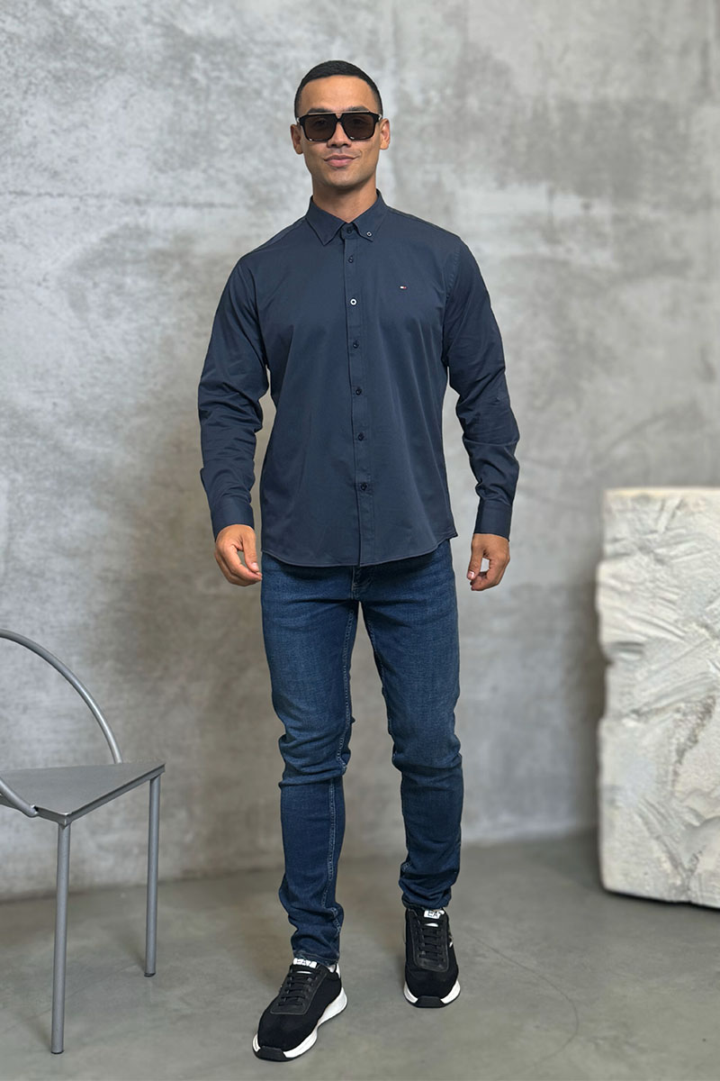 Tommy Hilfiger Мужская рубашка flag embroidery - Navy 