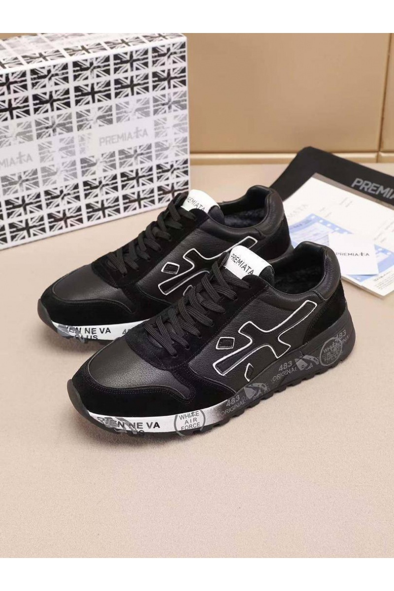 Premiata Комбинированные кроссовки с мехом low-top - Black