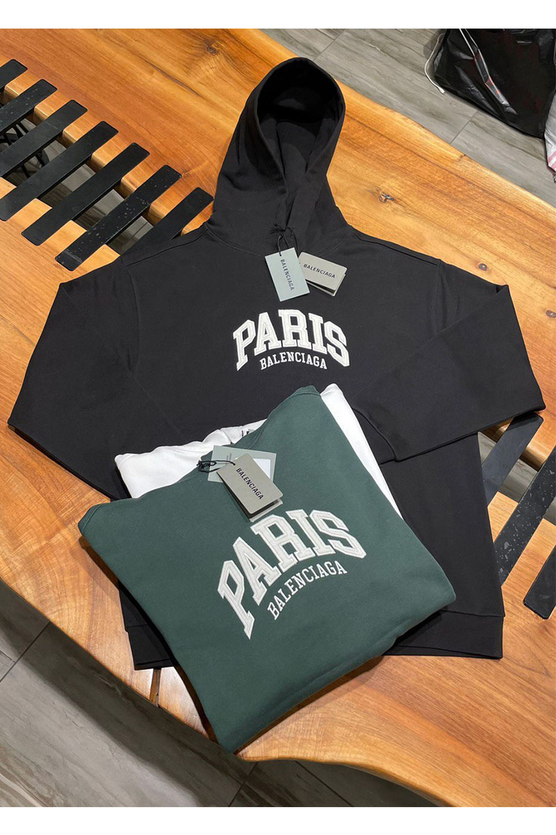 Balenciaga Зелёное худи Paris logo-embroidered