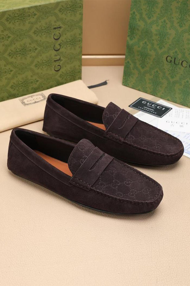 Gucci Мужские замшевые мокасины GG monogram