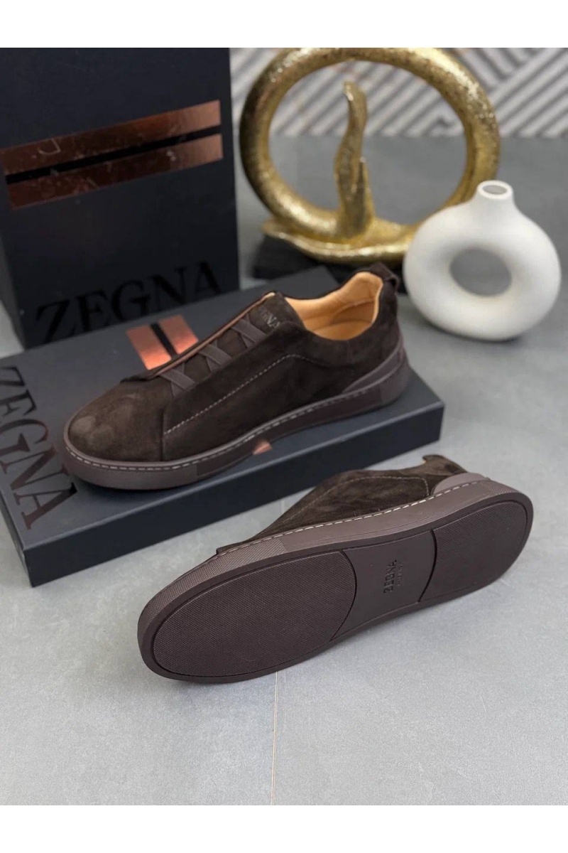 Zegna Замшевые кроссовки Triple Stitch