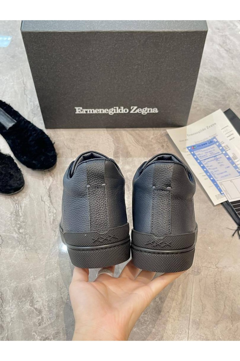 Zegna Кроссовки с мехом Triple Stitch - Grey