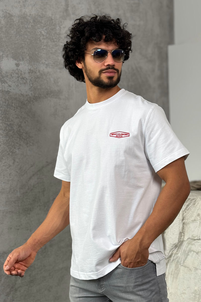 Designer Clothing Белая оверсайз футболка Wooyoungmi logo patch