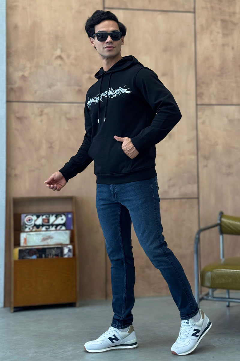 Givenchy Мужское чёрное худи Barbed Wire Flocked