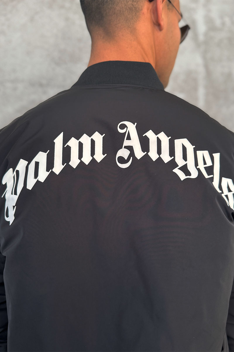 Palm Angels Мужской чёрный бомбер Bear logo-patch