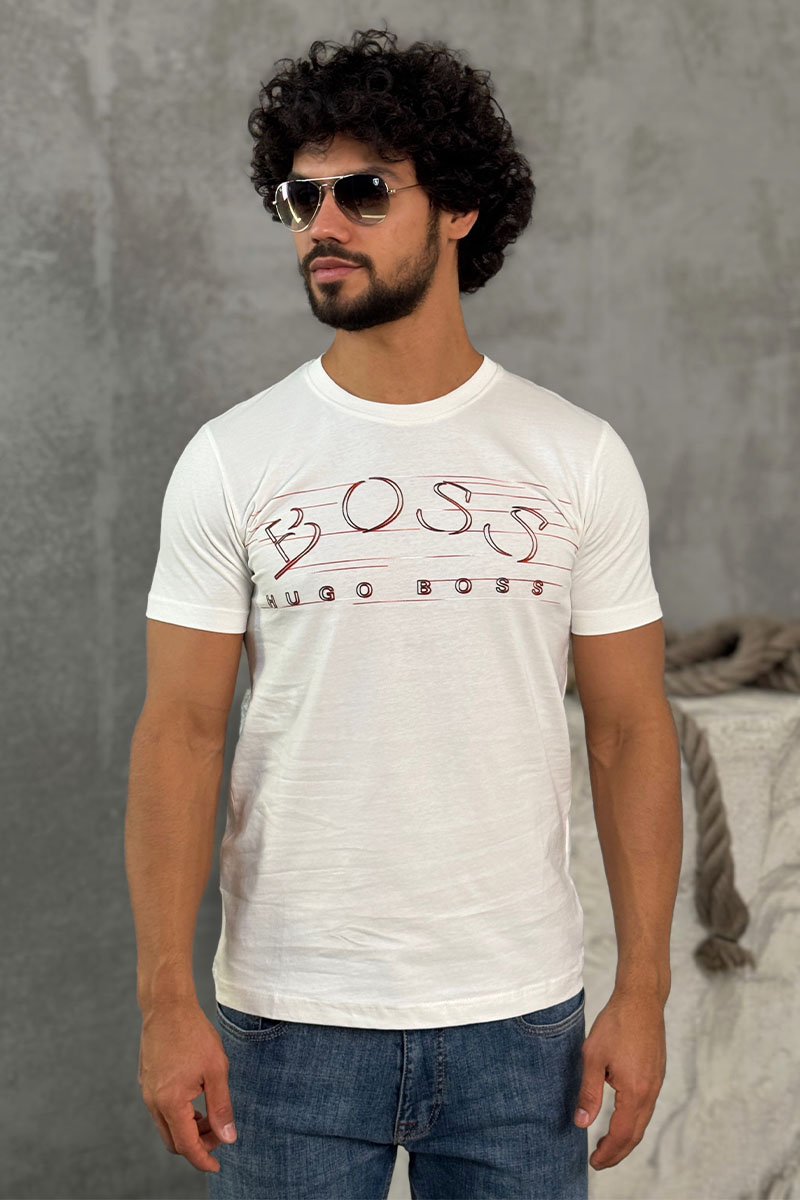 Hugо Воss Футболка белого цвета logo-applique