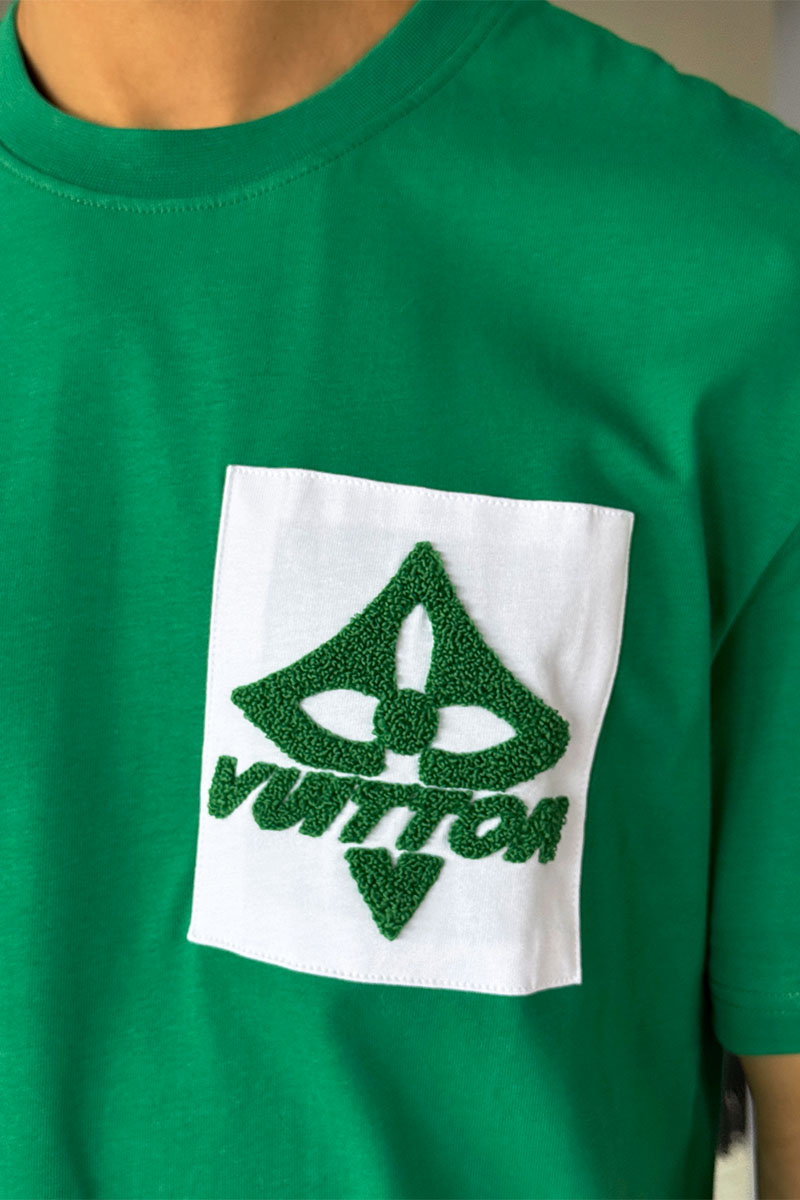 Lоuis Vuittоn Брендовая оверсайз футболка зелёного цвета