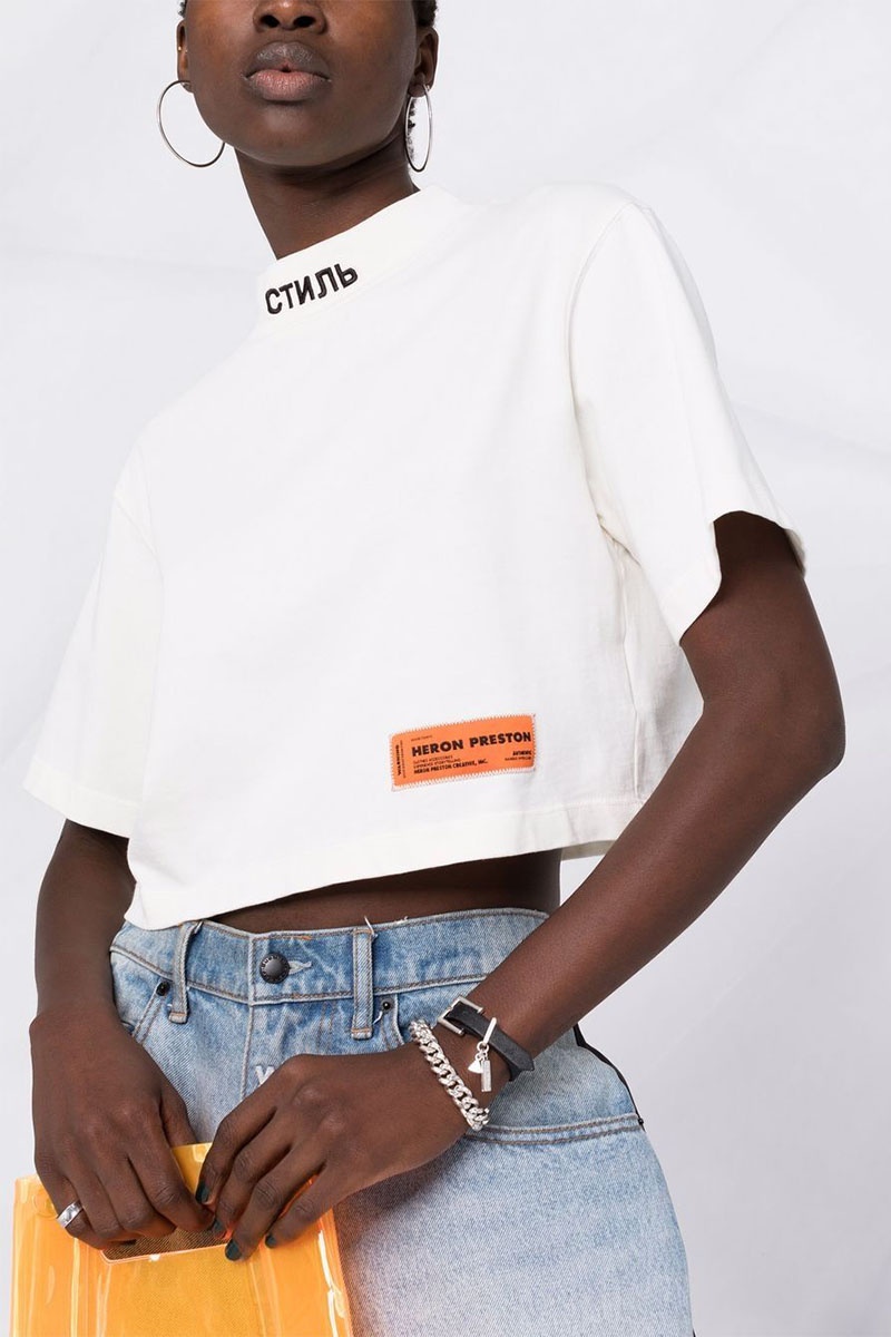 Heron Preston Белая футболка СТИЛЬ-logo cropped