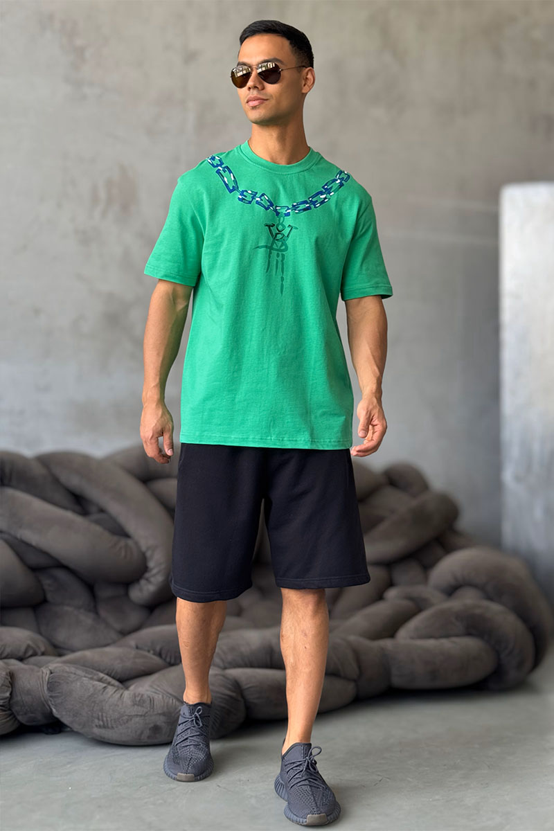 BV Оверсайз футболка chain print - Green