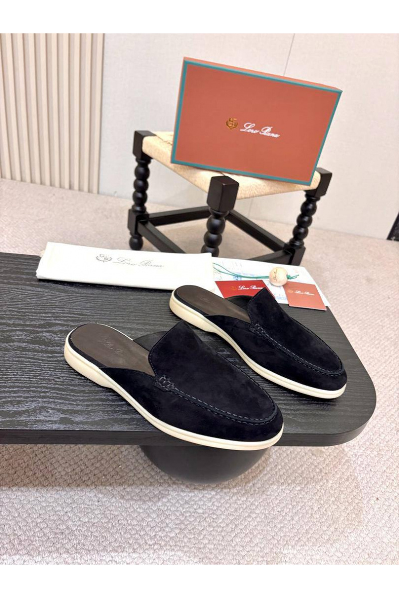 Loro Piana Мужские замшевые шлёпанцы Loro Piana