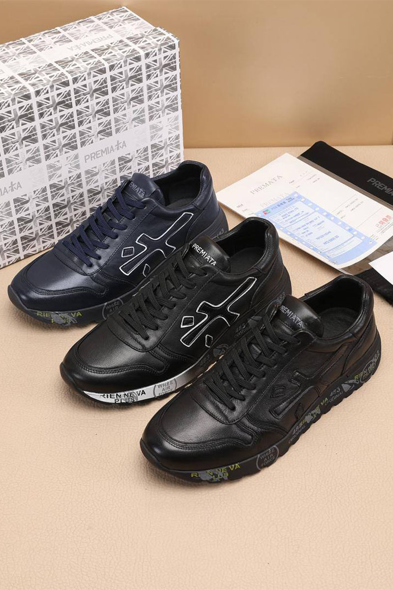 Premiata Чёрные кожаные кроссовки Mick