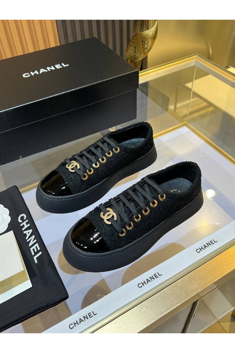 Chаnеl Женские комбинированные кроссовки Premium - Black