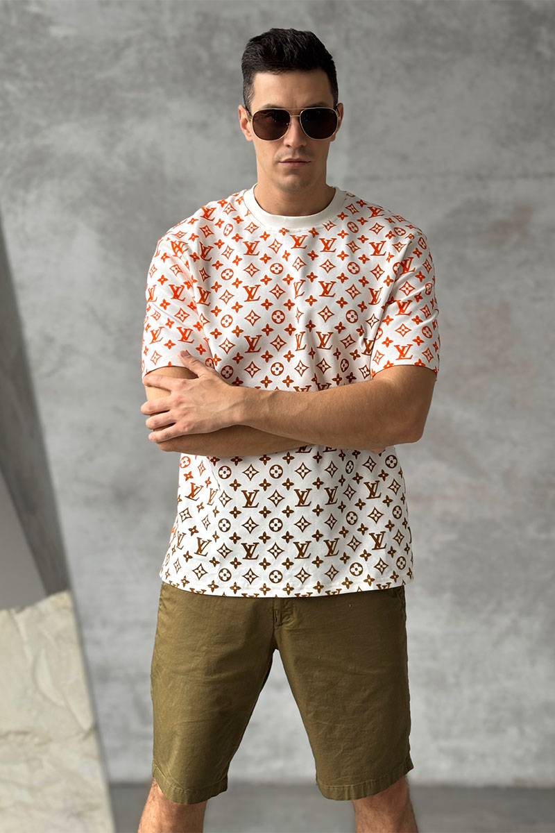 Lоuis Vuittоn Белая оверсайз футболка Monogram Gradient