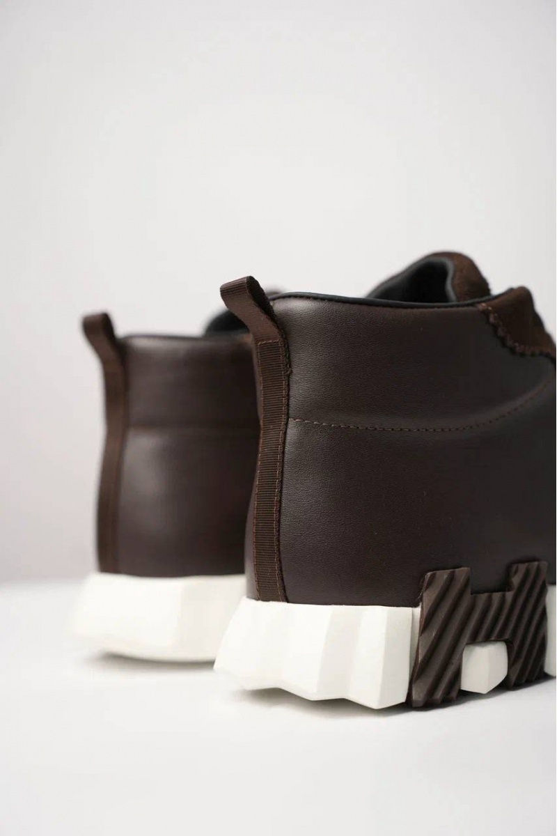 Hermes Кроссовки с мехом Bouncing high-top - Brown