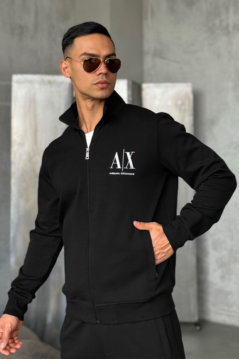Emporio Armani EA7 Кофта на молнии logo-embroidered - Black