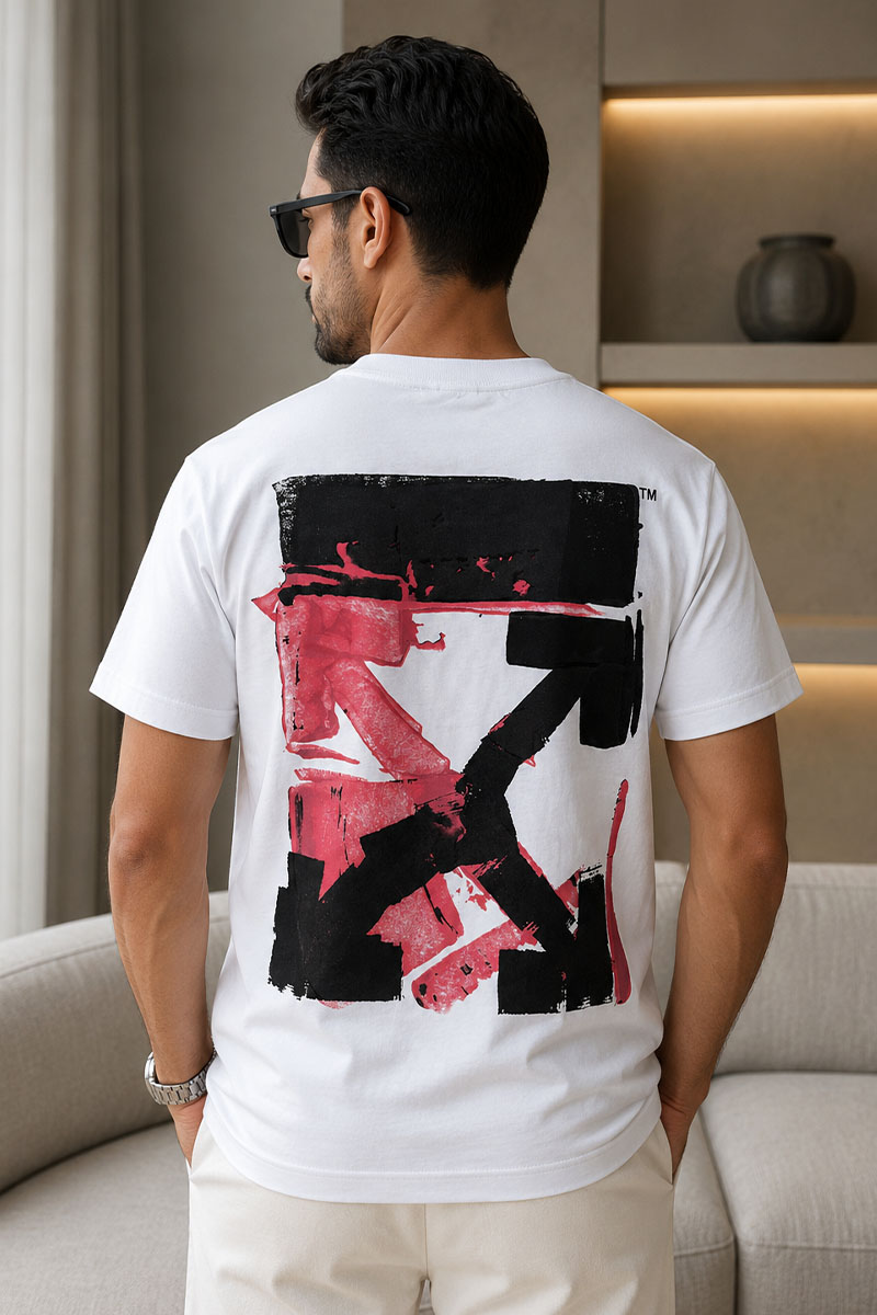 Off-White Белая оверсайз футболка Acrylic Arrow