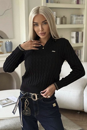 Женское поло с длинным рукавом premium - Black