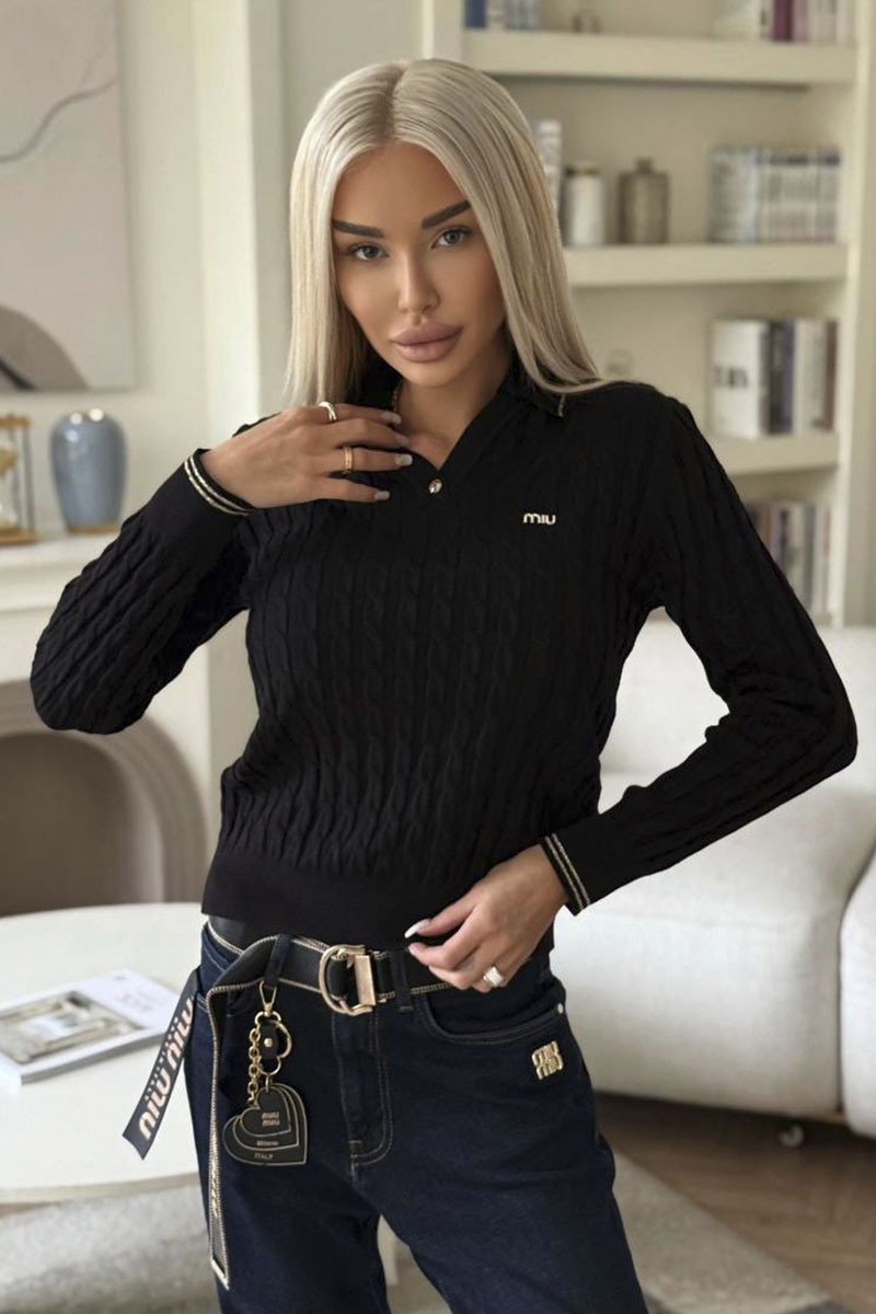 MIU MIU Женское поло с длинным рукавом premium - Black