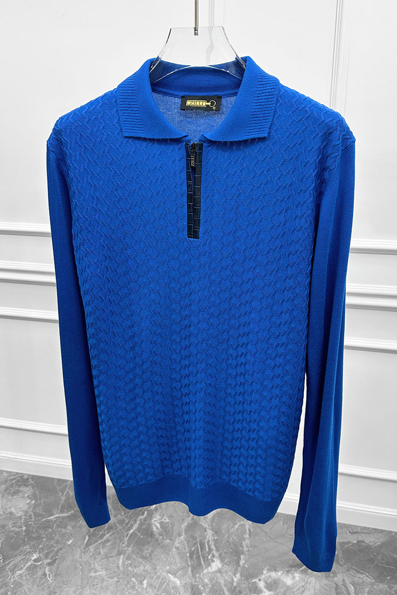 Zilli Поло с длинным рукавом zip-up - Blue