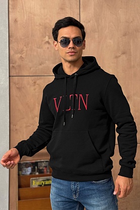 Мужское чёрное худи logo-embroidered