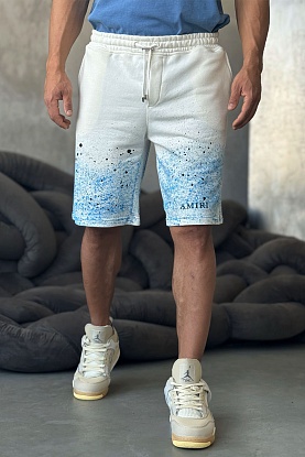 Мужские белые шорты paint splatter