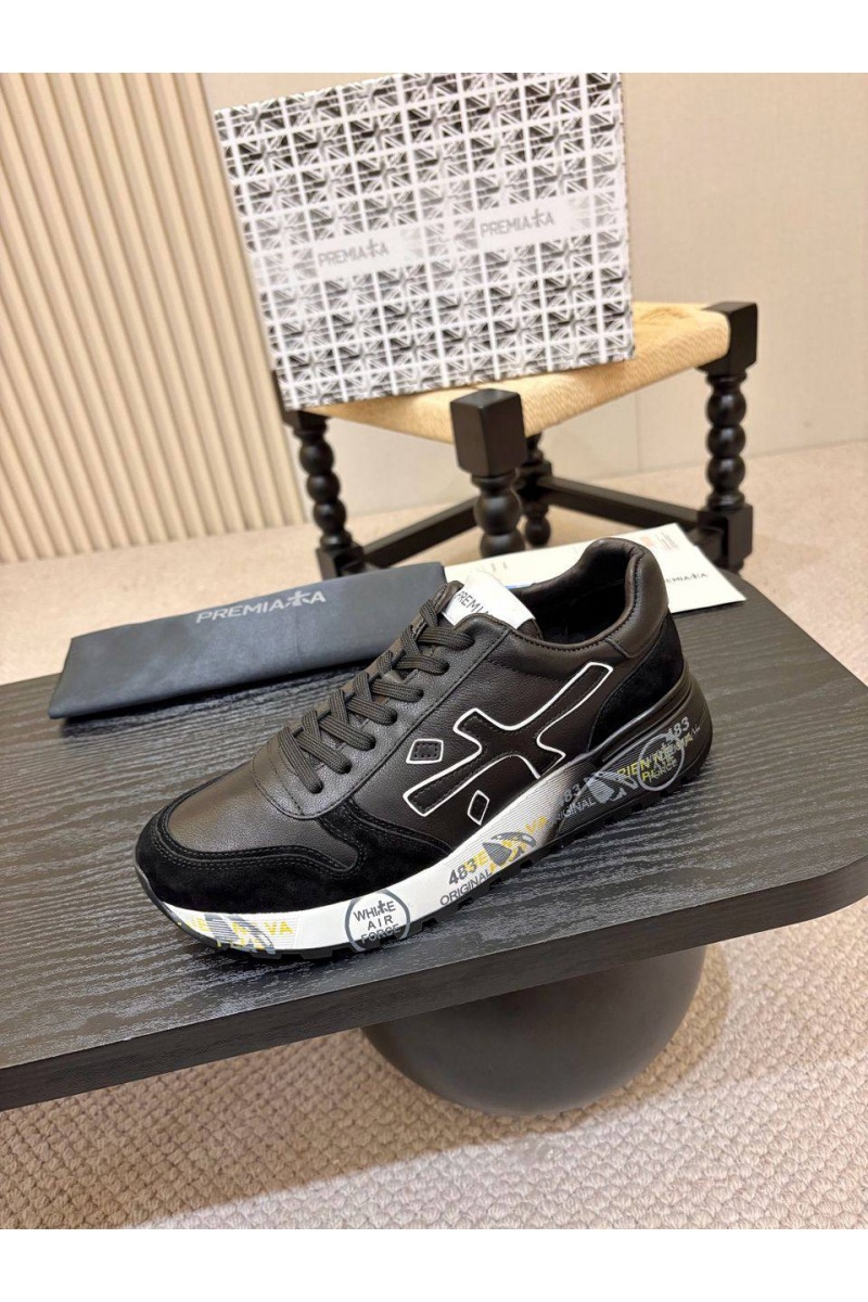 Premiata Чёрные кожаные кроссовки Mick