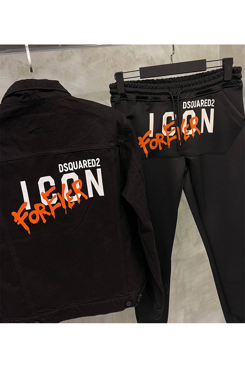 Dsquared2 Чёрная джинсовая куртка Icon Forever logo-print