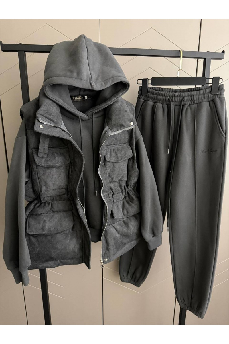 Loro Piana Женский костюм тройка на флисе premium - Grey