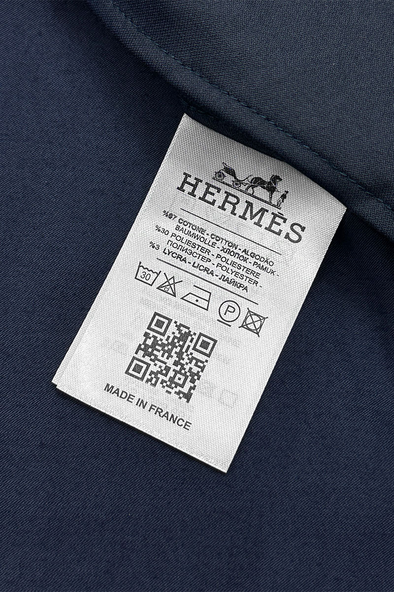 Hermes Мужская тёмно-синяя рубашка H embroidered