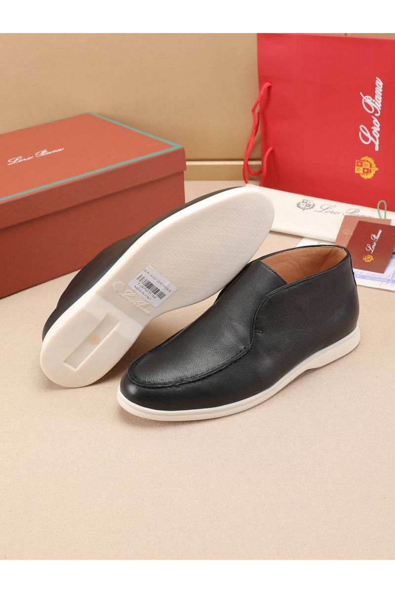 Loro Piana Кожаные лоферы с меховой стелькой Open Walk - Black